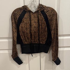 The Kooples Leopard Print Cropped Hoodie